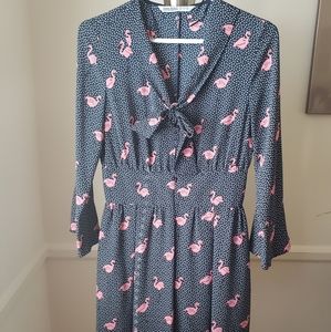 Zara Blue and Pink Flamingo Romper NWOT